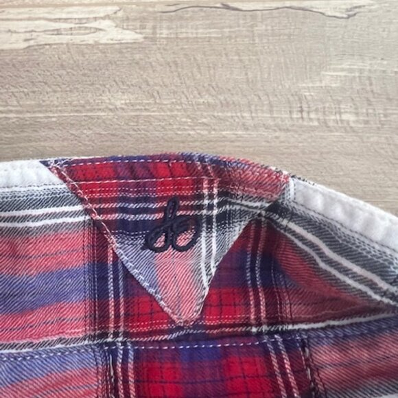 Sam Edelman button up plaid shirt with Roll Up Tab Sleeve - Picture 4 of 10